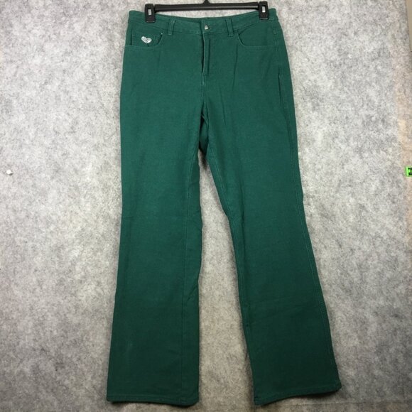 Quacker Factory Dream Jeannes 8 29 High Rise Bootcut Green Stretch Embellished - Picture 1 of 13